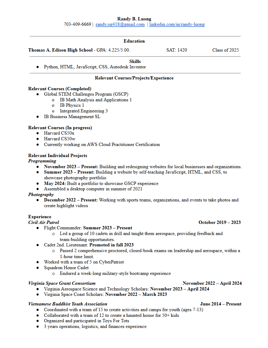 Randy Luong resume